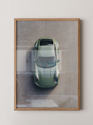 Grüner Porsche Draufsicht