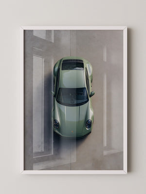 Grüner Porsche Draufsicht