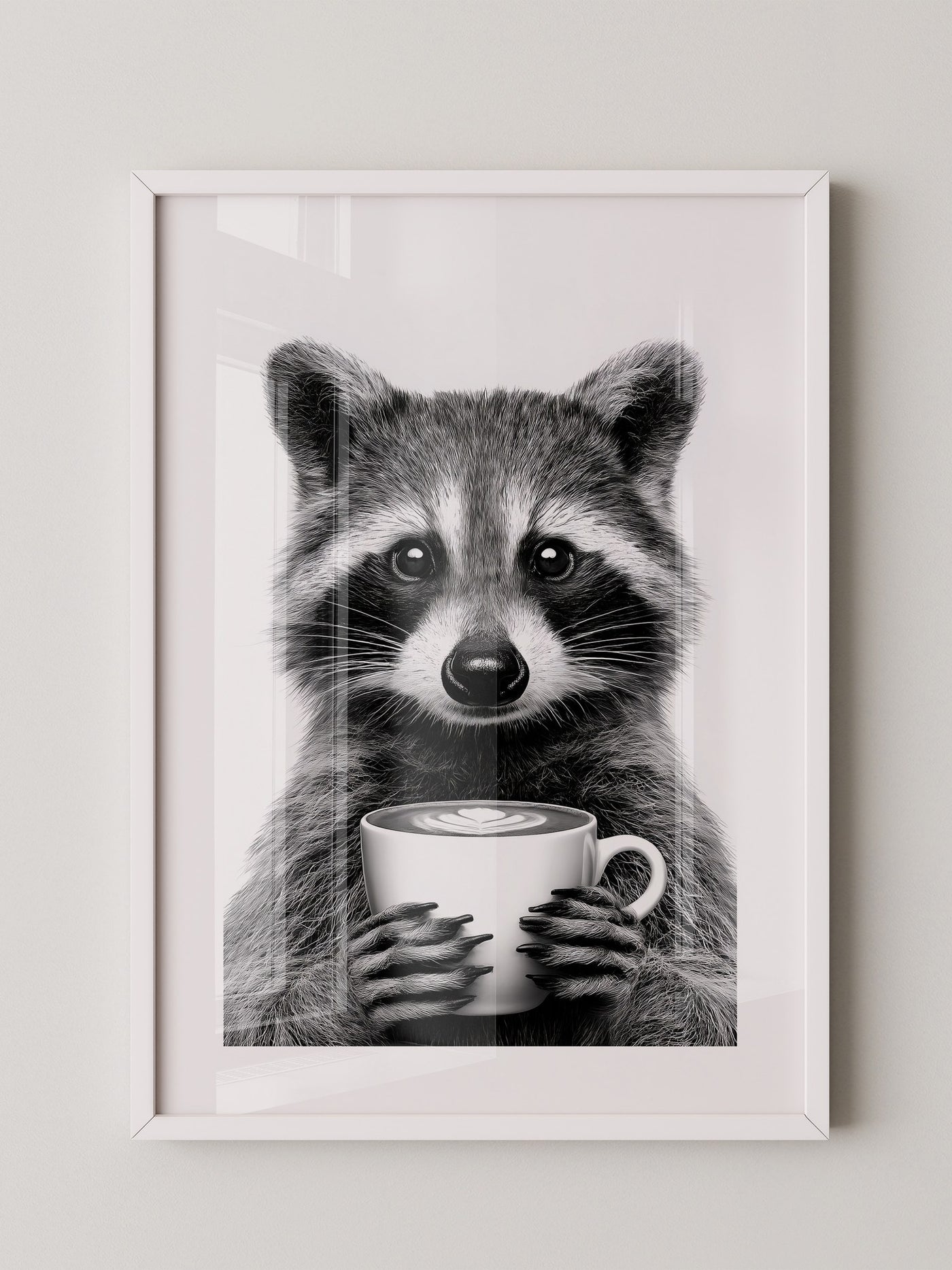 Waschbär Café Schwarzweiß