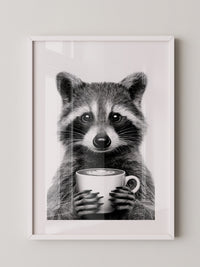 Waschbär Café Schwarzweiß
