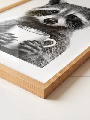 Waschbär Café Schwarzweiß