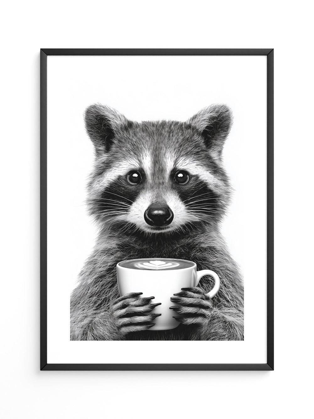 Waschbär Café Schwarzweiß