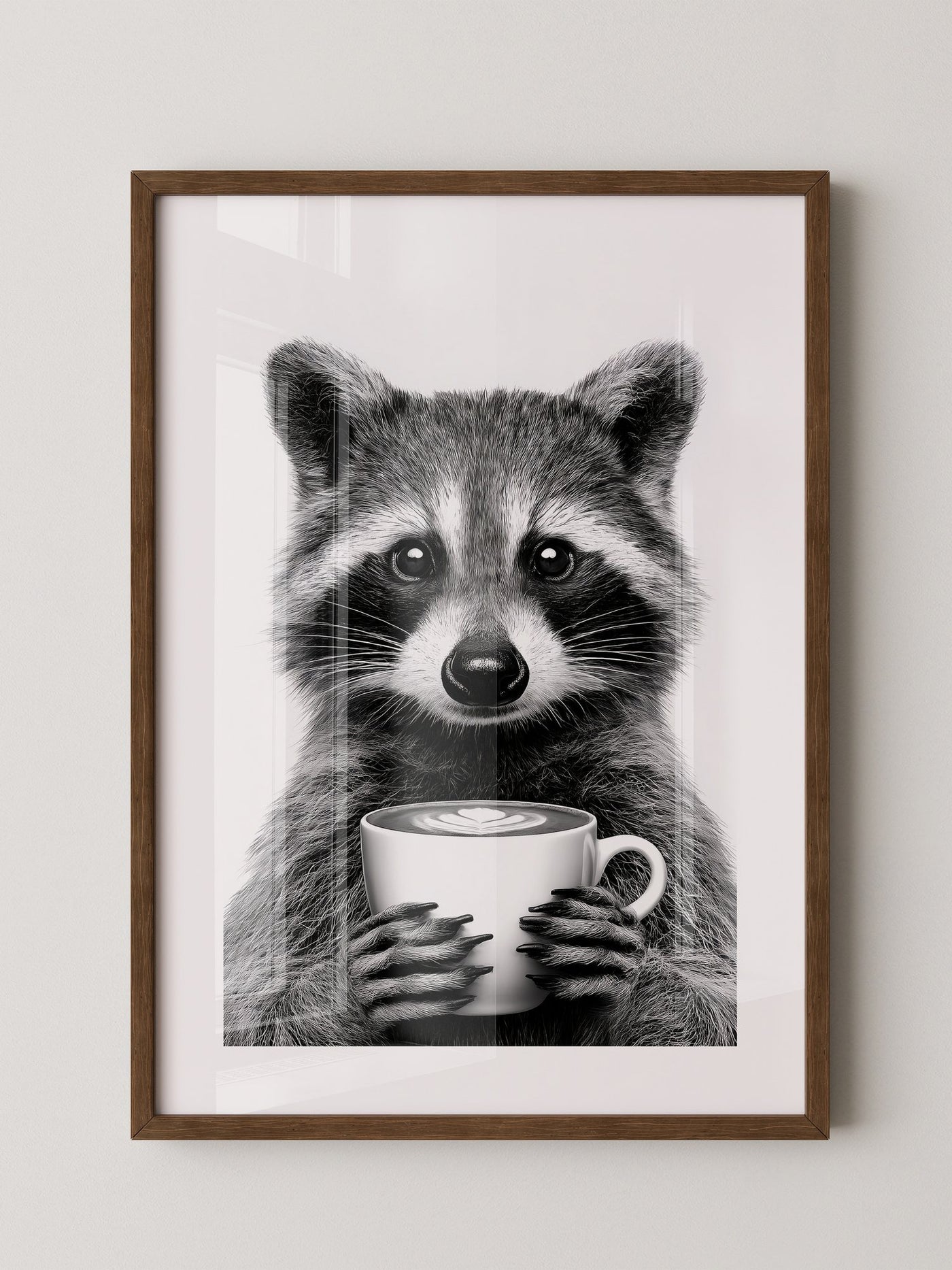 Waschbär Café Schwarzweiß