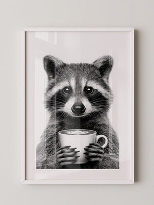 Waschbär Café Schwarzweiß