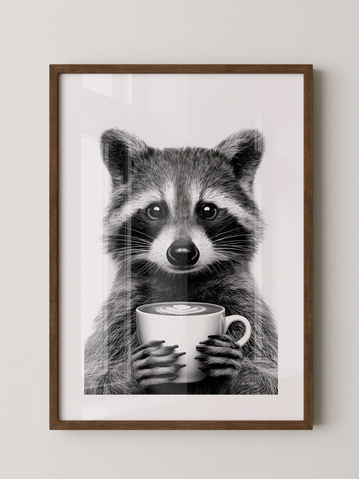 Waschbär Café Schwarzweiß