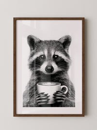 Waschbär Café Schwarzweiß