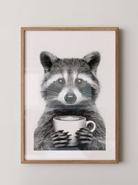Waschbär Café Schwarzweiß