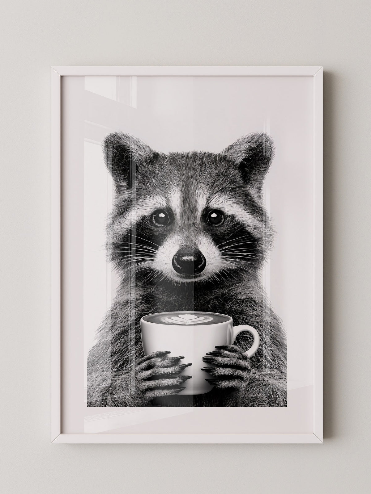 Waschbär Café Schwarzweiß