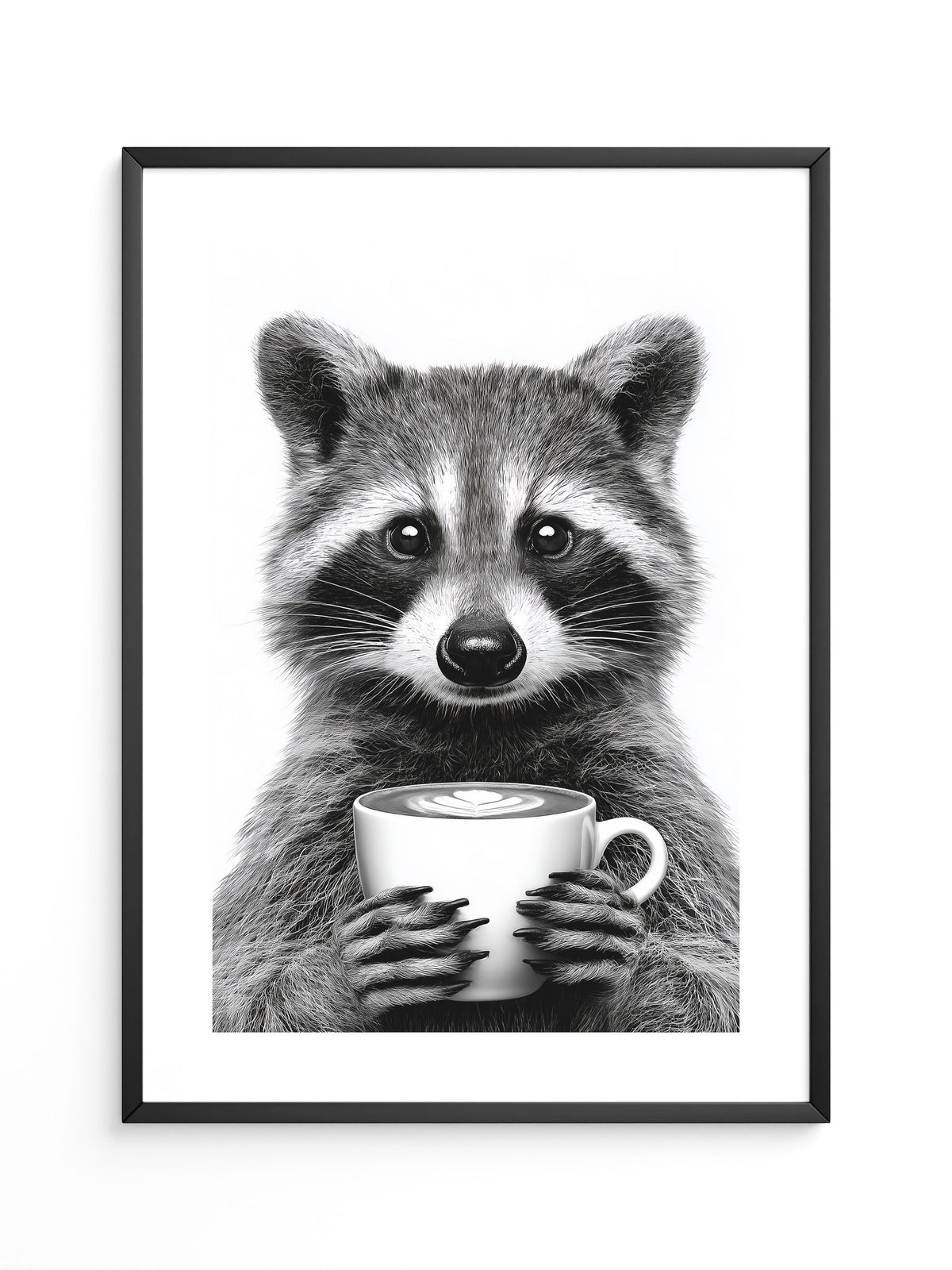 Waschbär Café Schwarzweiß