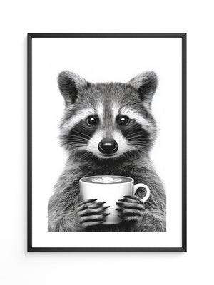 Waschbär Café Schwarzweiß