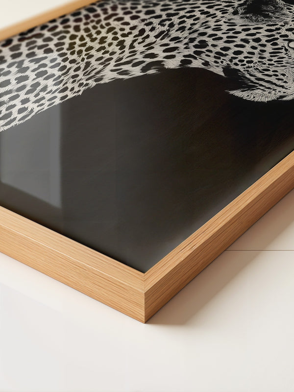 Leopard Profil Schwarzweiß Grafik