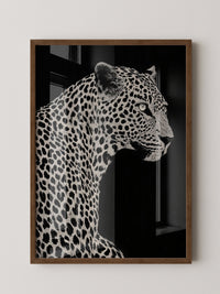 Leopard Profil Schwarzweiß Grafik