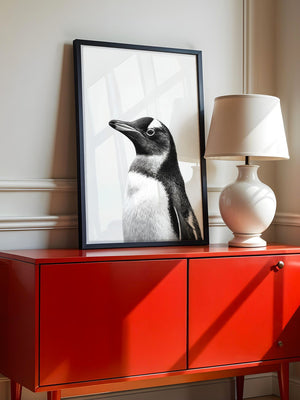 Pinguin Kopf Nahaufnahme S/W