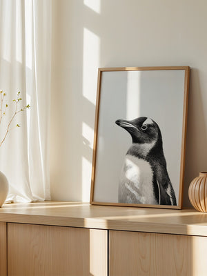 Pinguin Kopf Nahaufnahme S/W