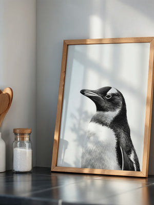 Pinguin Kopf Nahaufnahme S/W