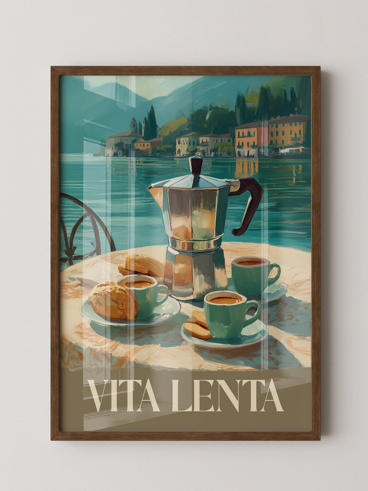 Kaffeekanne Seeufer Malerei