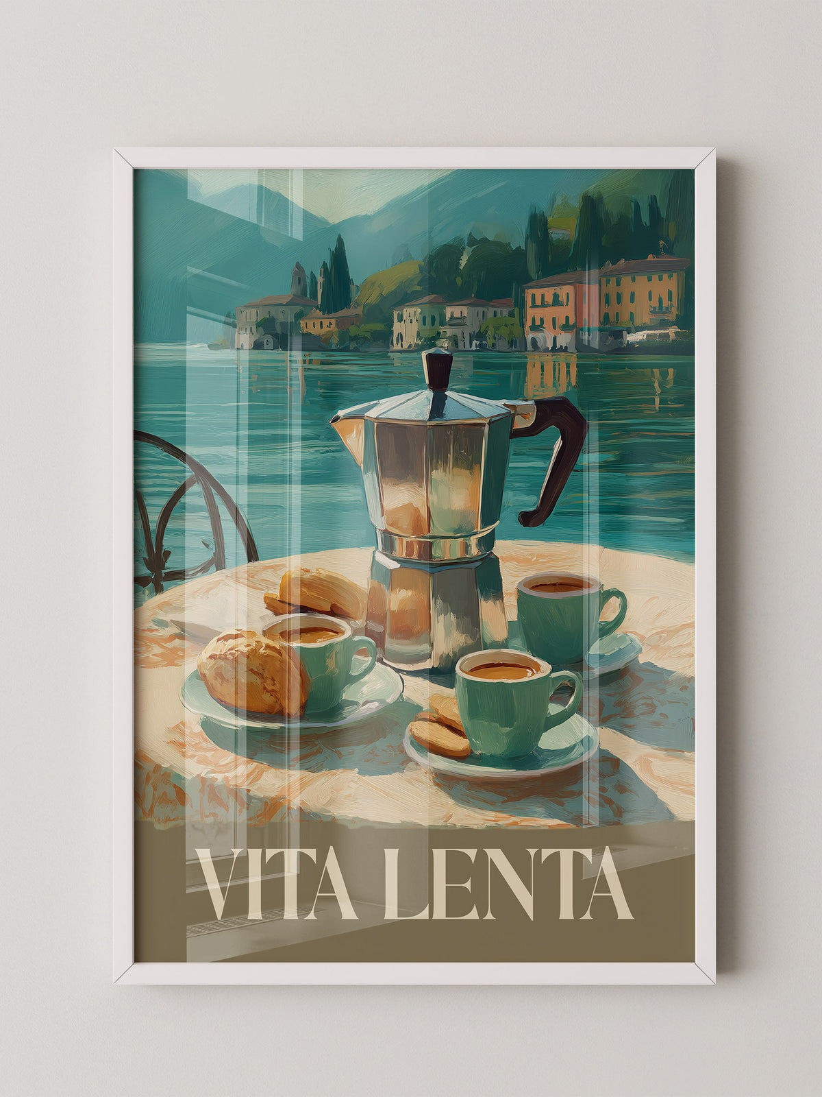 Kaffeekanne Seeufer Malerei