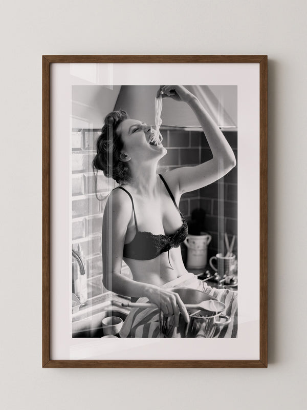 Spaghetti Genuss Schwarzweiß Retro