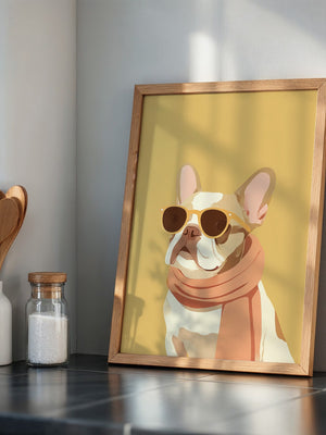 Französische Bulldogge Sonnenbrille Retro