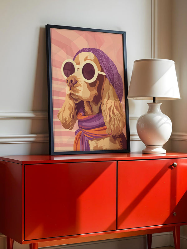 Hund mit Sonnenbrille Retro-Look