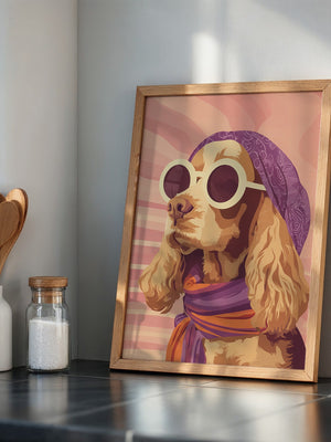 Hund mit Sonnenbrille Retro-Look