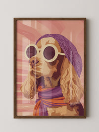 Hund mit Sonnenbrille Retro-Look