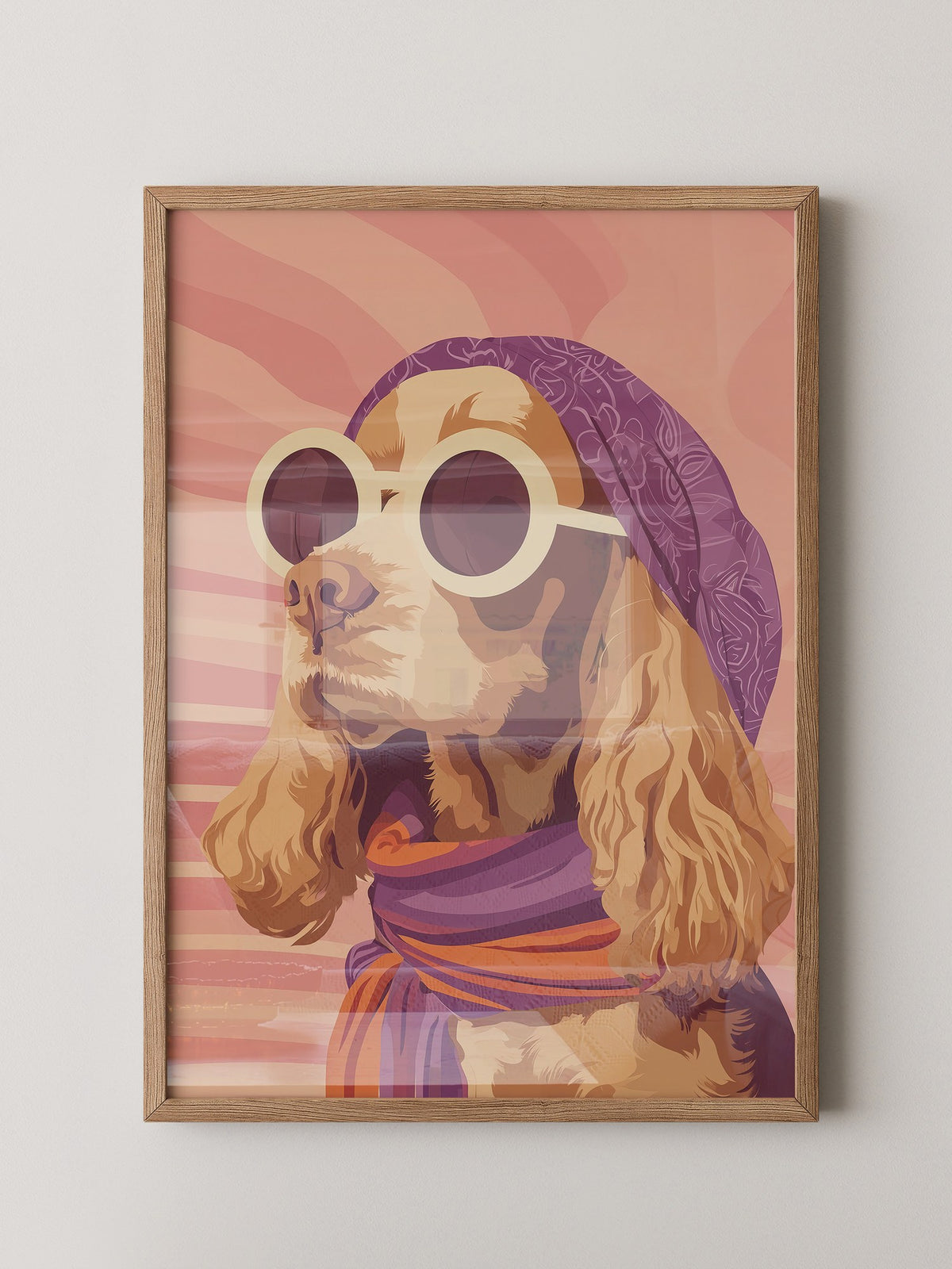 Hund mit Sonnenbrille Retro-Look