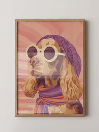 Hund mit Sonnenbrille Retro-Look