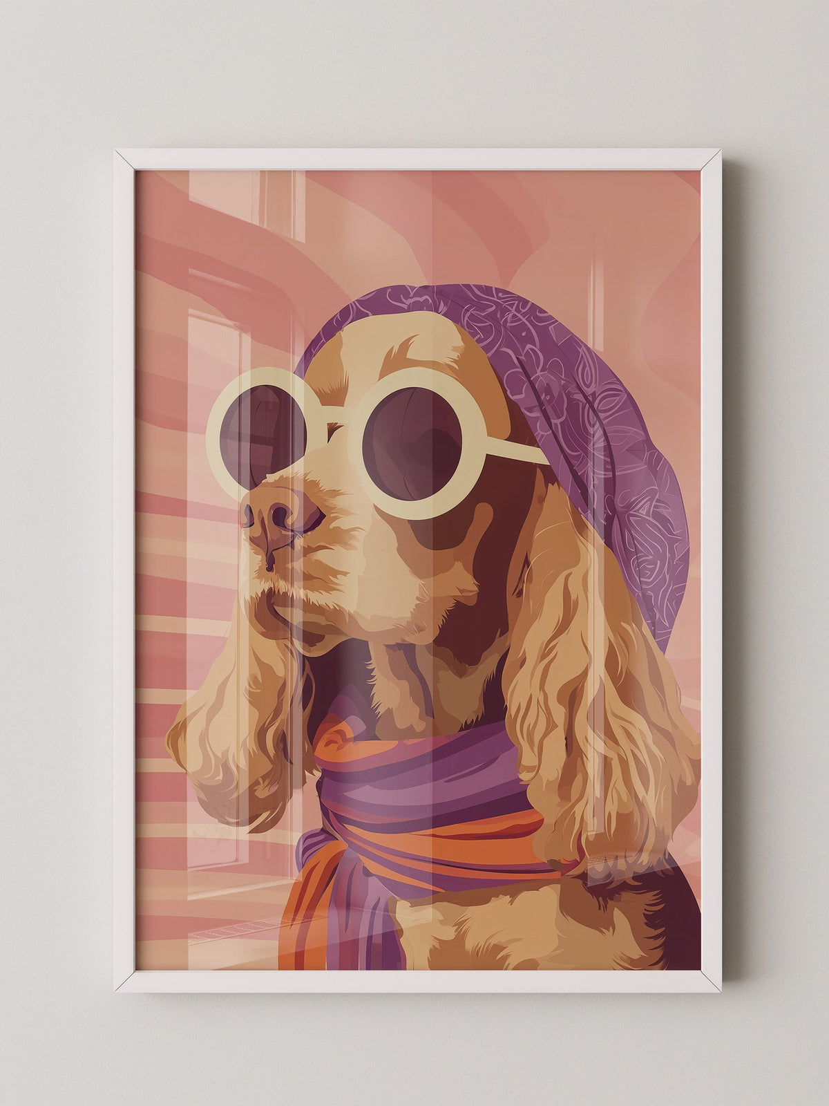 Hund mit Sonnenbrille Retro-Look