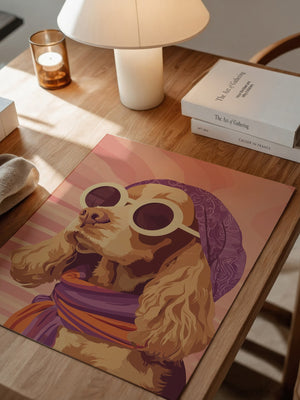 Hund mit Sonnenbrille Retro-Look