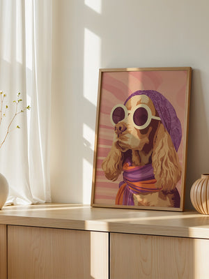 Hund mit Sonnenbrille Retro-Look