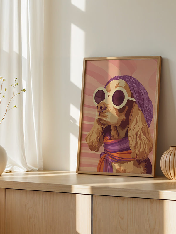 Hund mit Sonnenbrille Retro-Look