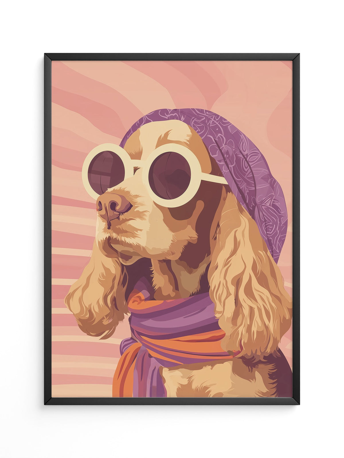 Hund mit Sonnenbrille Retro-Look