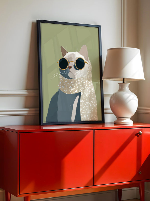Katze mit Sonnenbrille Vintage-Look