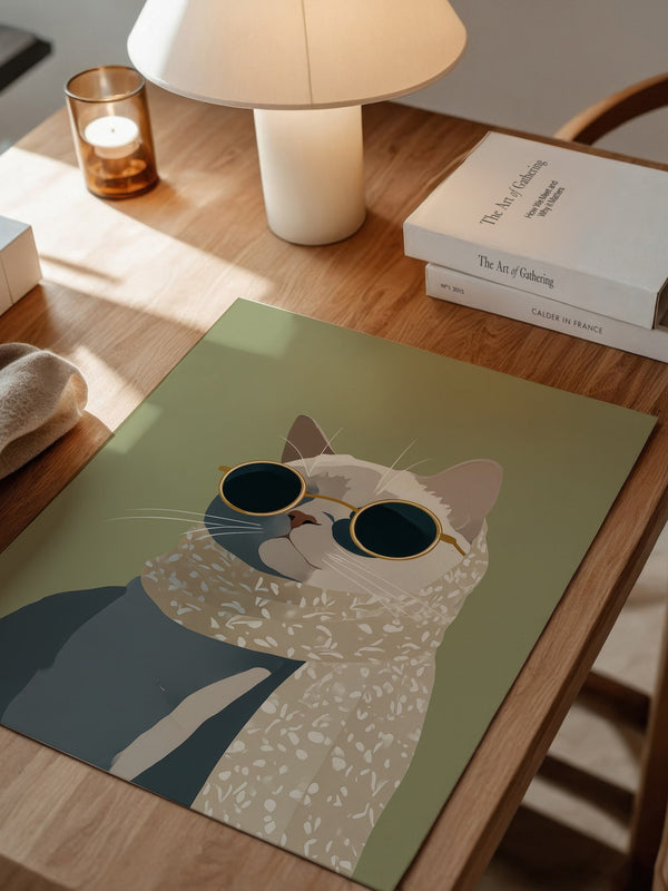 Katze mit Sonnenbrille Vintage-Look