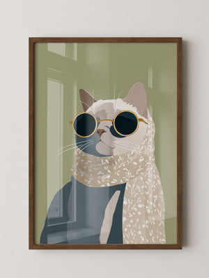 Katze mit Sonnenbrille Vintage-Look