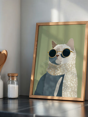 Katze mit Sonnenbrille Vintage-Look