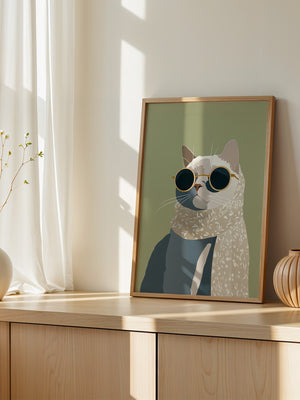Katze mit Sonnenbrille Vintage-Look