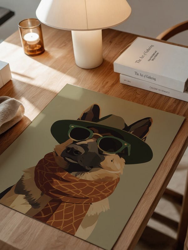 Hund mit Hut und Sonnenbrille