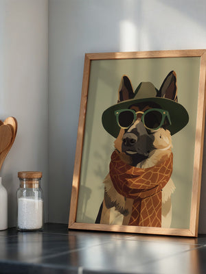 Hund mit Hut und Sonnenbrille
