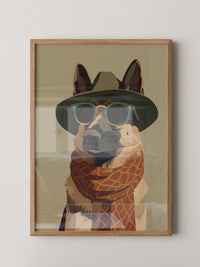 Hund mit Hut und Sonnenbrille