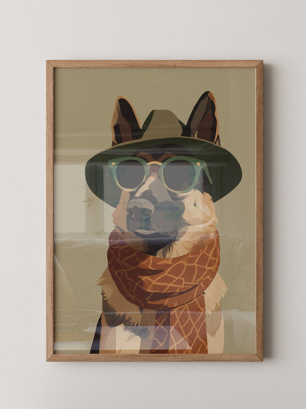 Hund mit Hut und Sonnenbrille