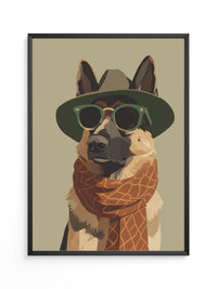 Hund mit Hut und Sonnenbrille