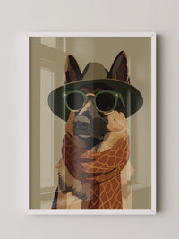 Hund mit Hut und Sonnenbrille