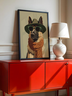 Hund mit Hut und Sonnenbrille