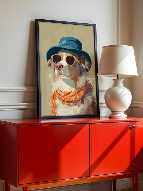 Hund mit Hut und Sonnenbrille