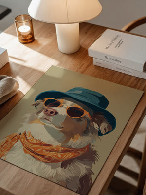 Hund mit Hut und Sonnenbrille