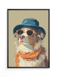 Hund mit Hut und Sonnenbrille