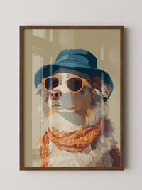 Hund mit Hut und Sonnenbrille