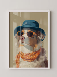 Hund mit Hut und Sonnenbrille